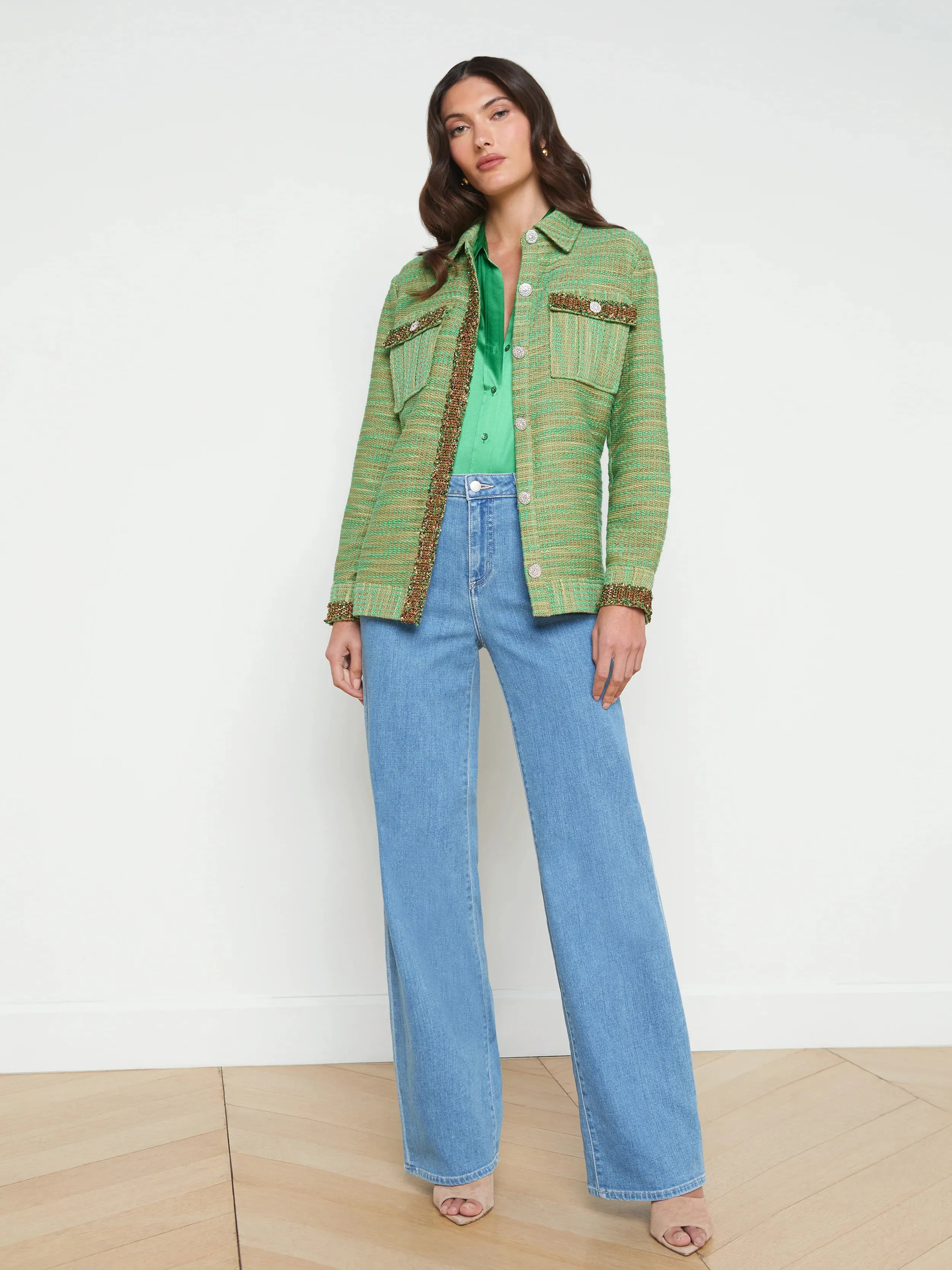 L’agence - Jeanine Tweed Shirt Jacket - Fern Multi Tweed