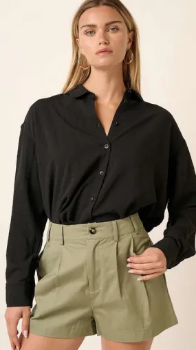 Lane Button Down in Black