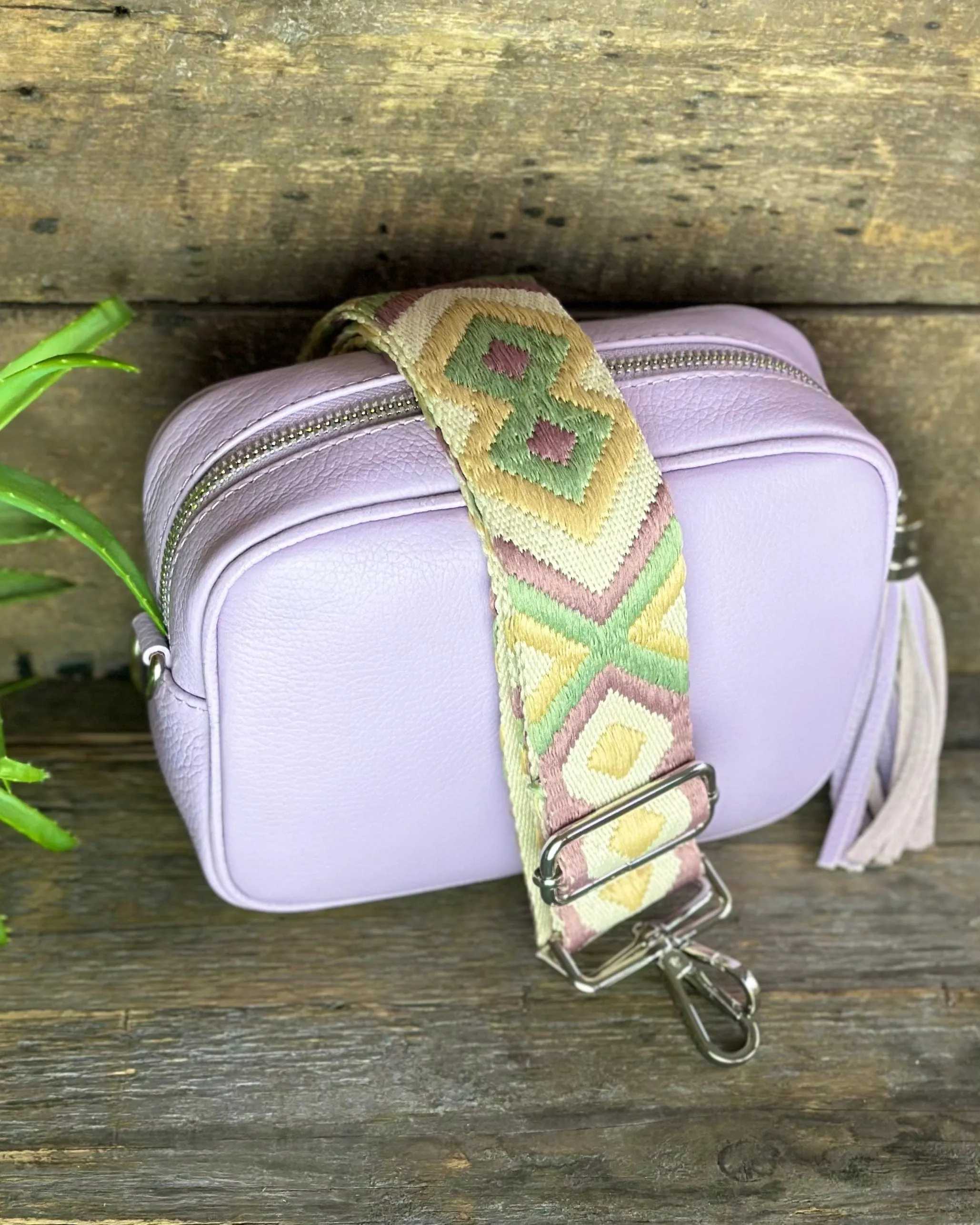 Leather Tassel Bag - Lilac With Silver Finishings