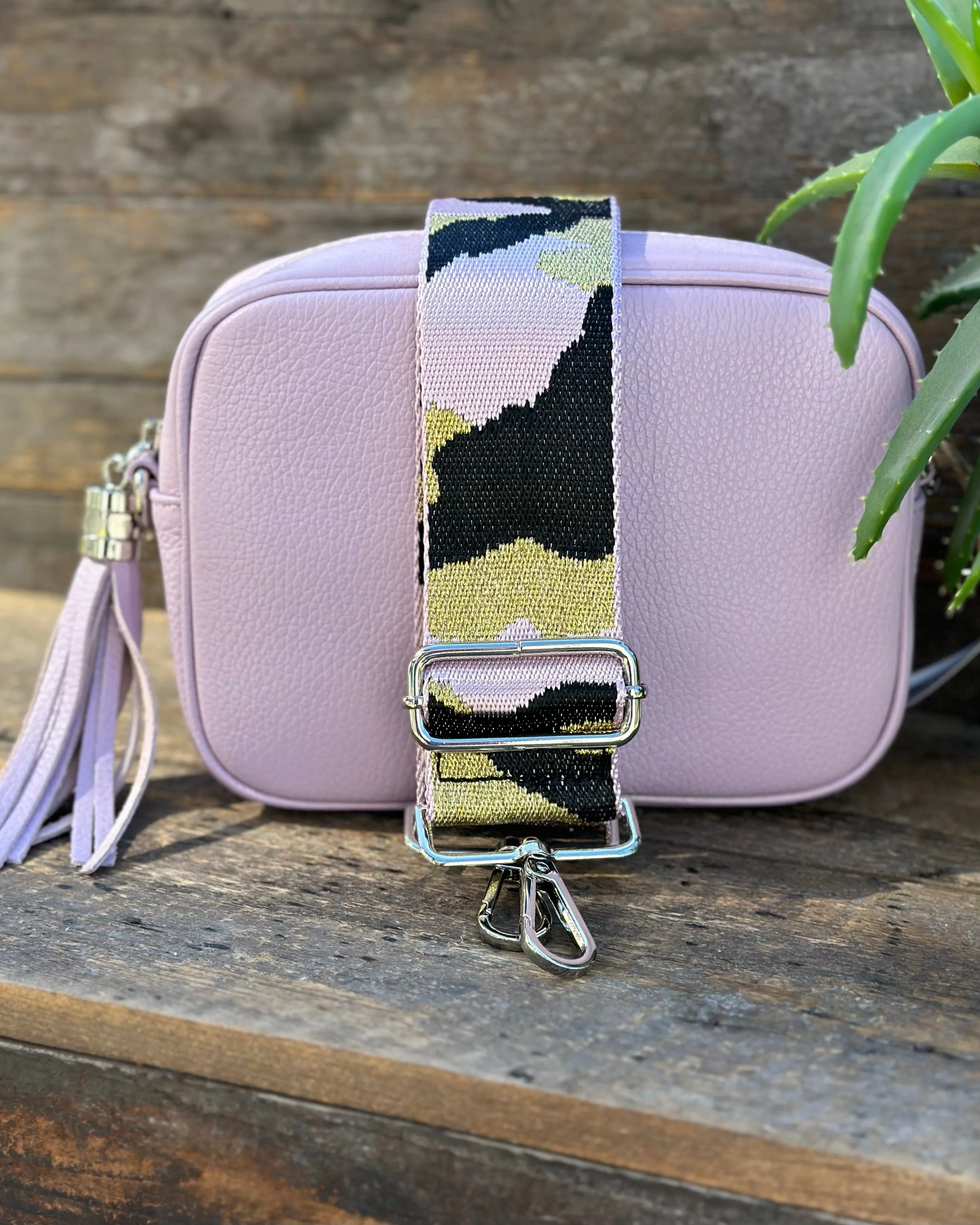 Leather Tassel Bag - Lilac With Silver Finishings