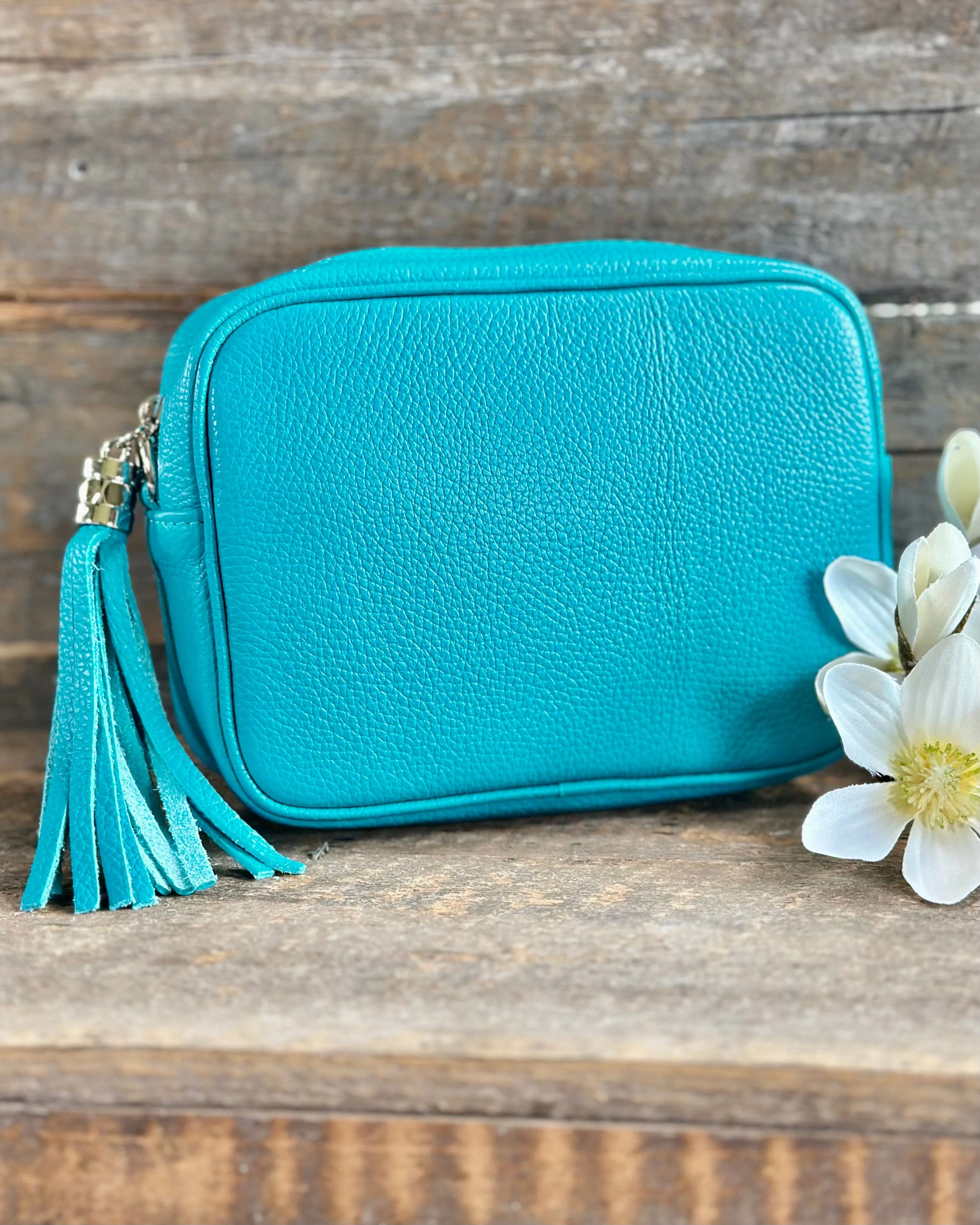 Leather Tassel Bag - Turquoise