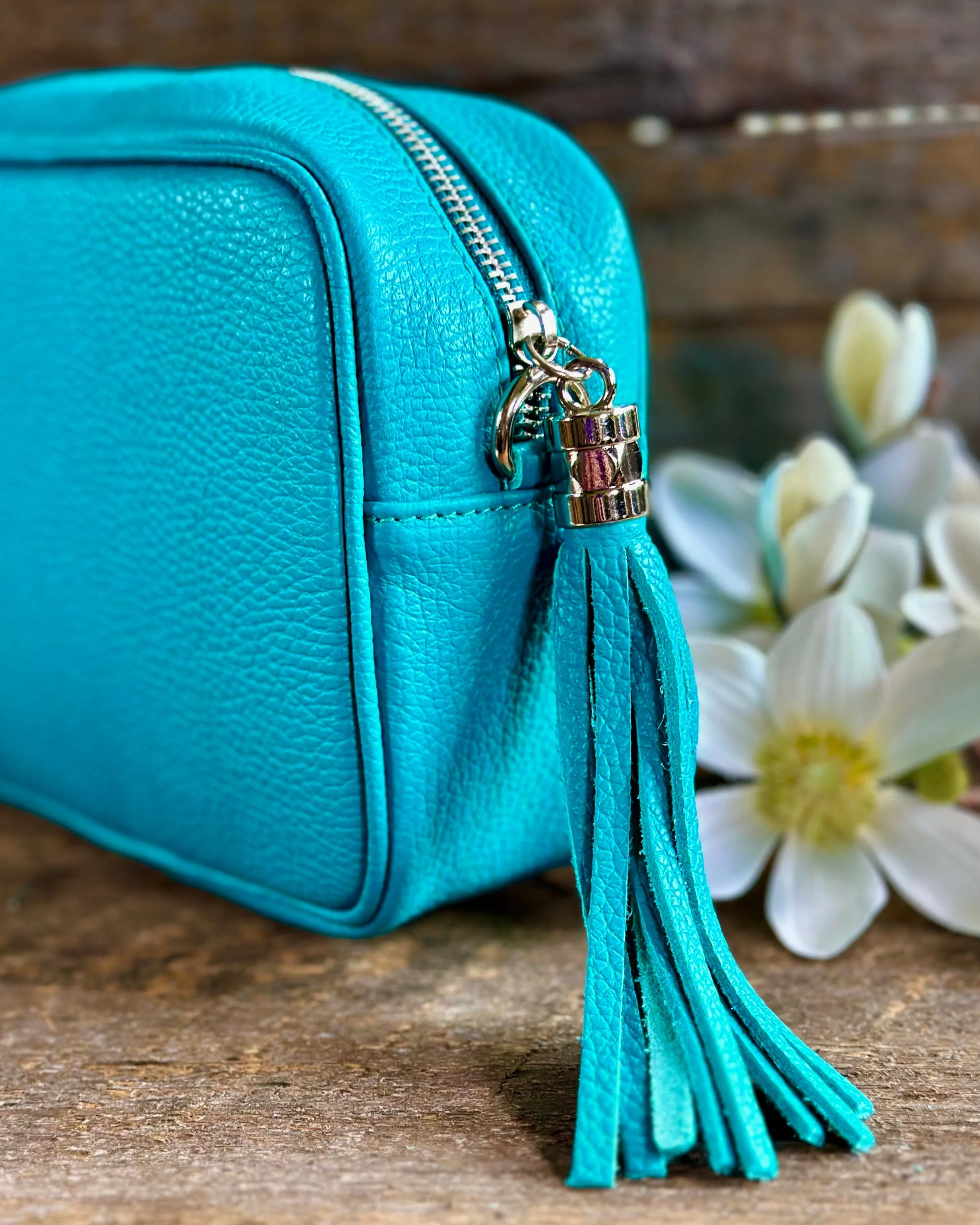 Leather Tassel Bag - Turquoise