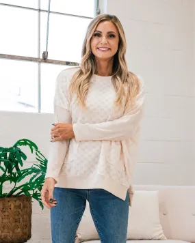 Leslie Ivory Checkered Brushed Sweater