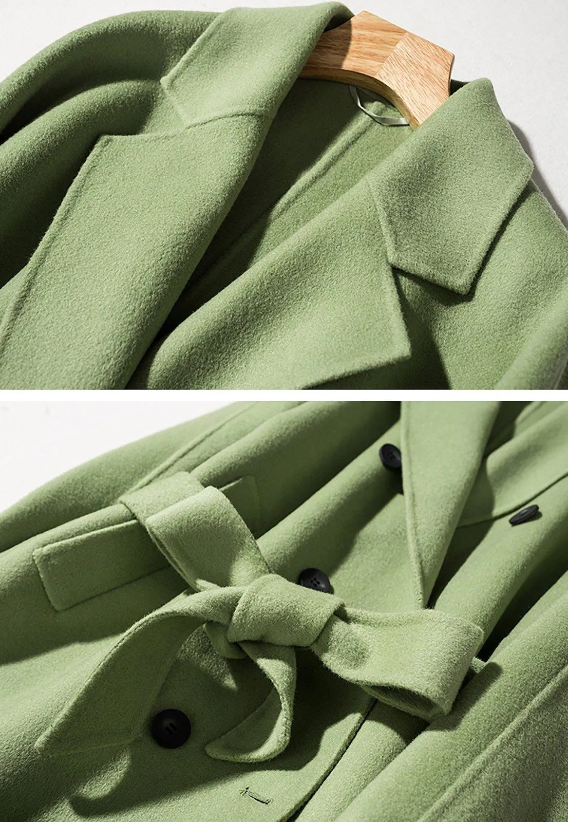 Light Green 100% Wool Coat