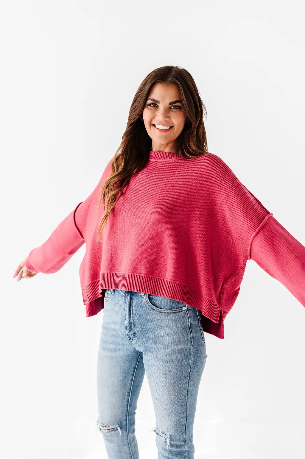 Madeline Knit Sweater in Fuchsia