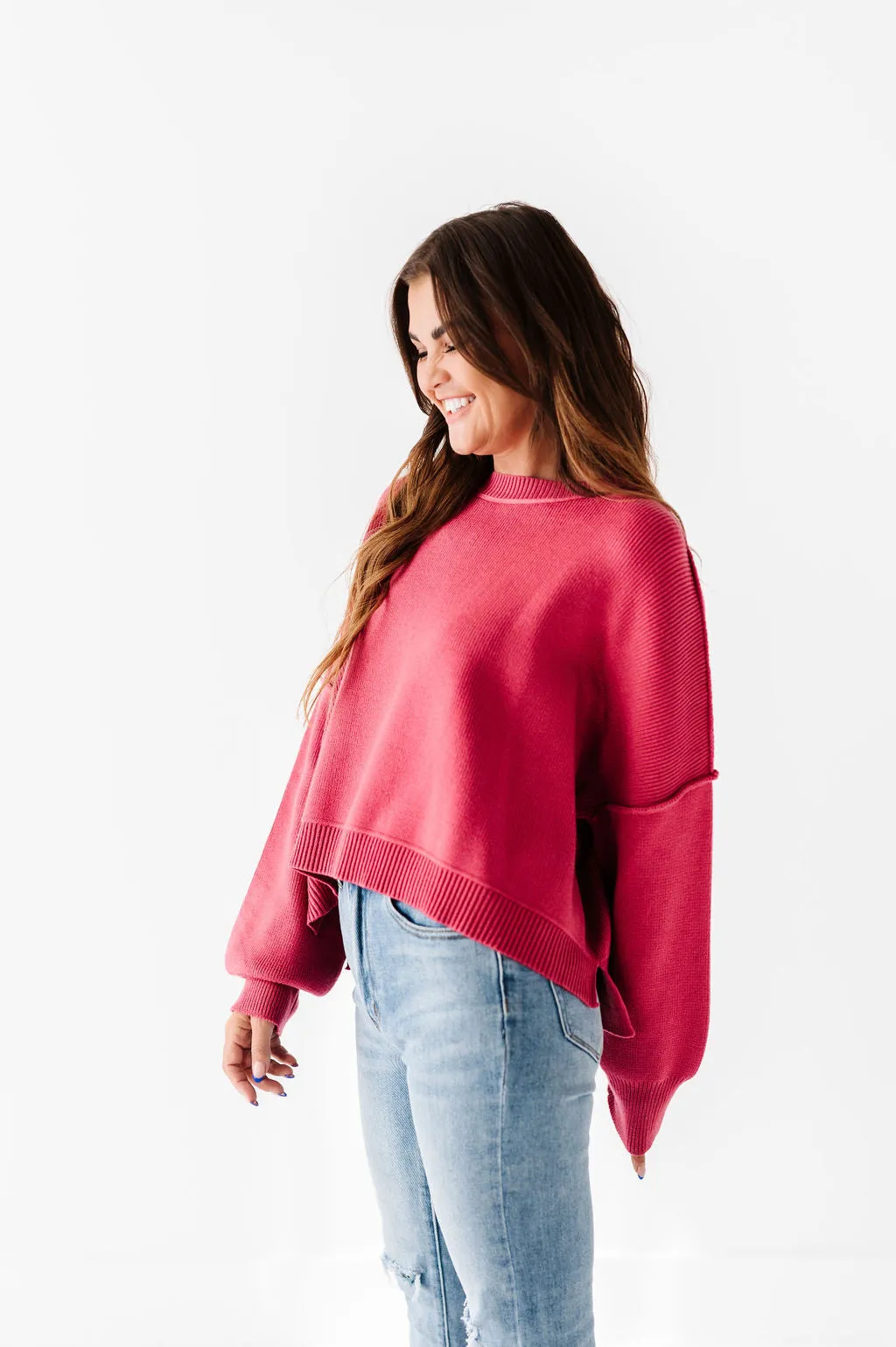 Madeline Knit Sweater in Fuchsia