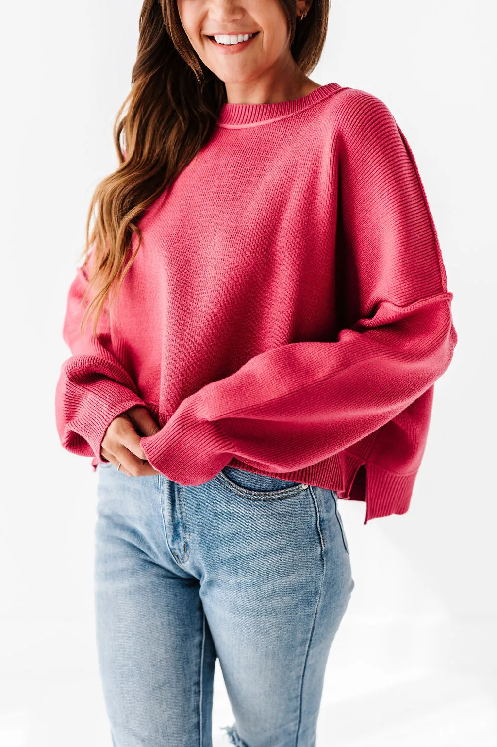 Madeline Knit Sweater in Fuchsia