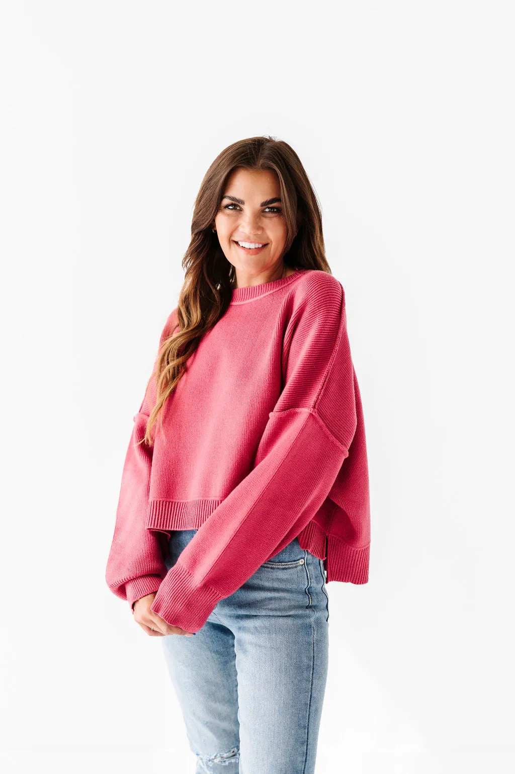 Madeline Knit Sweater in Fuchsia