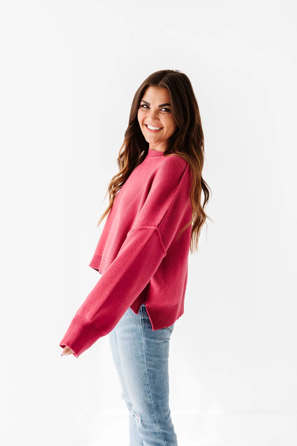 Madeline Knit Sweater in Fuchsia