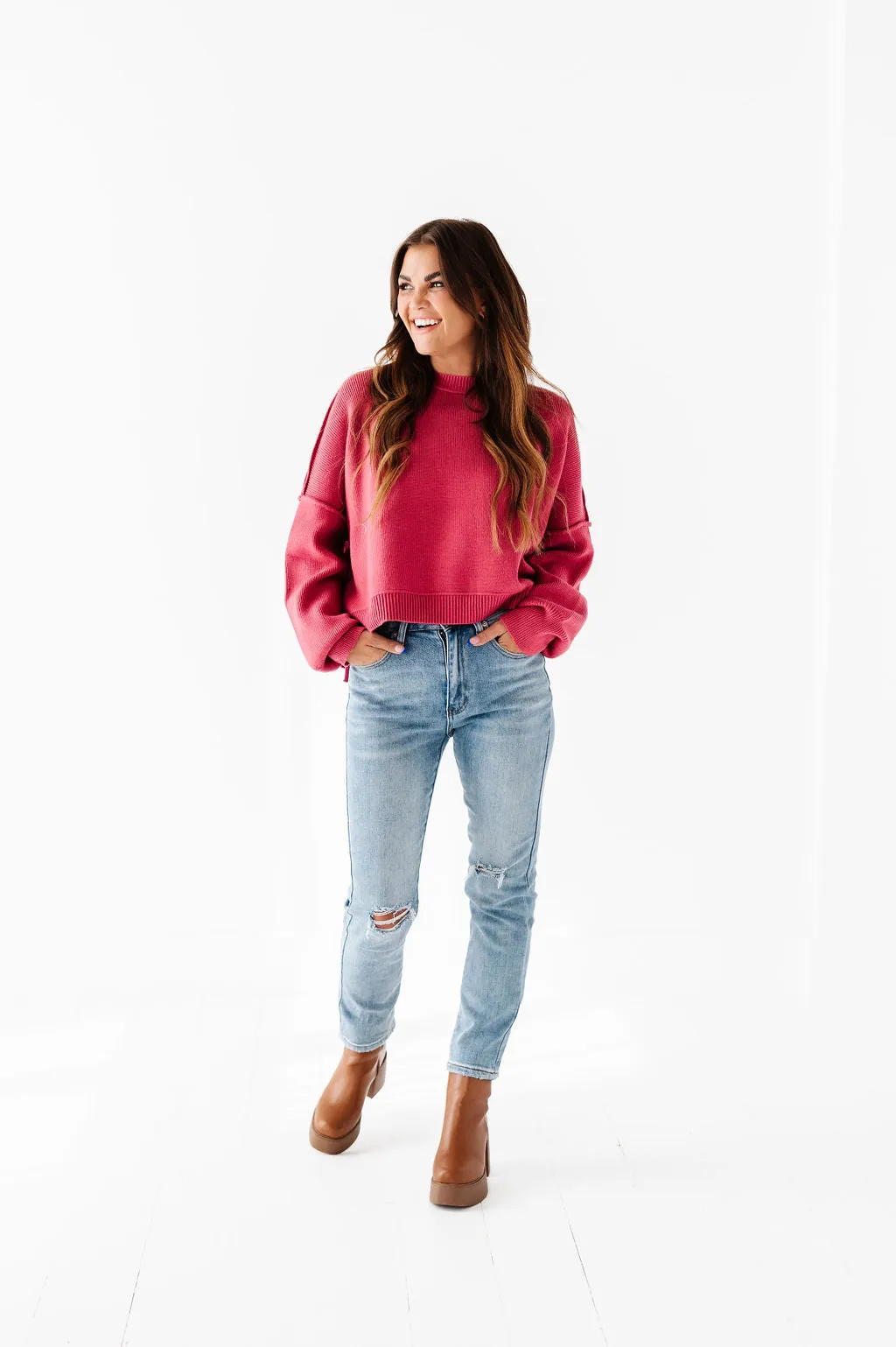 Madeline Knit Sweater in Fuchsia