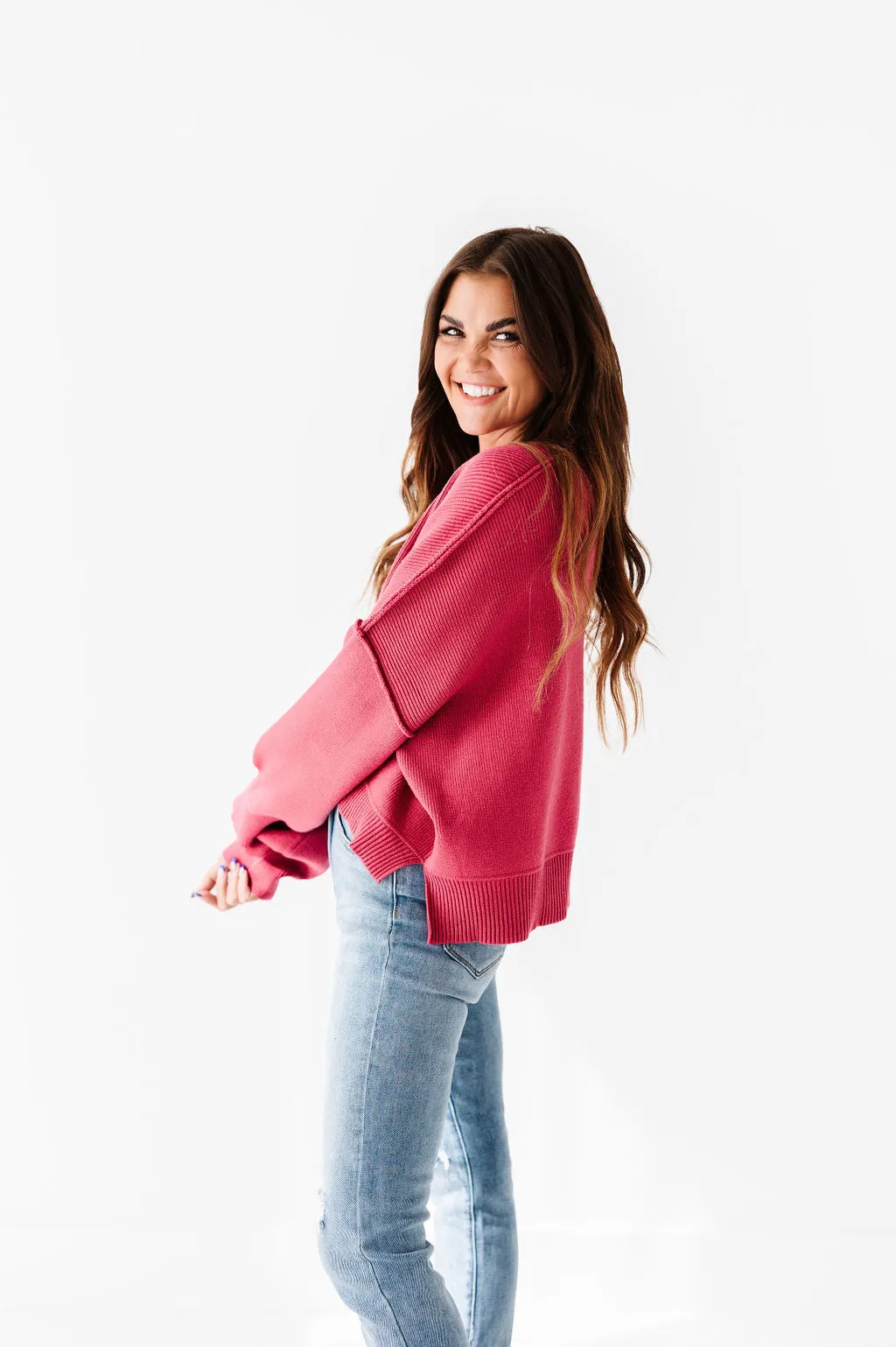 Madeline Knit Sweater in Fuchsia