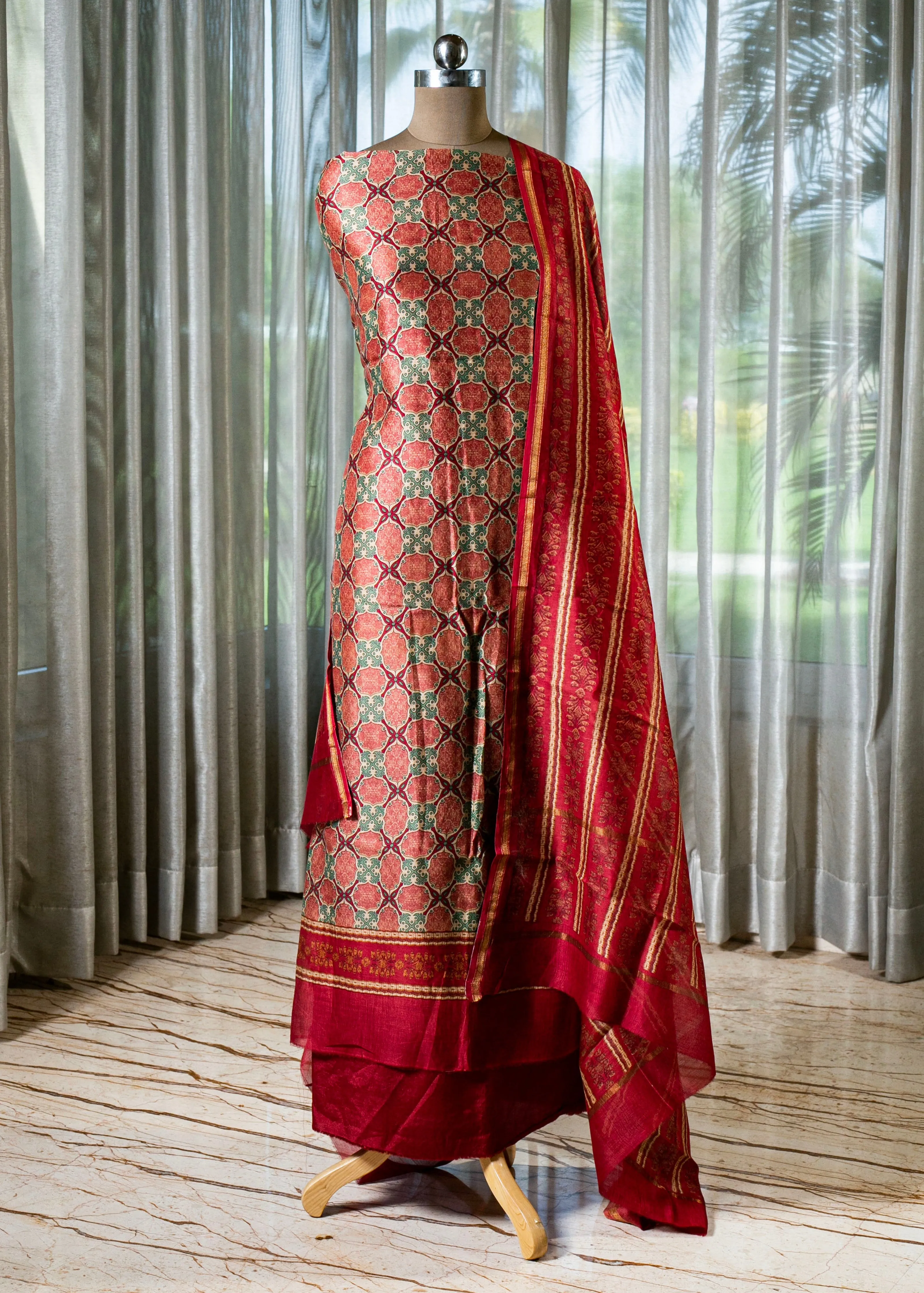 Maheshwari Suit with Kalamkari Dupatta