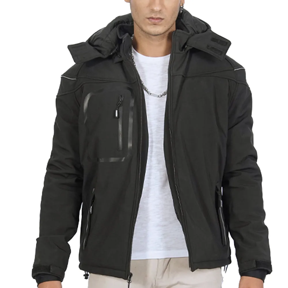 Matt Hooded Black Padded Jacket