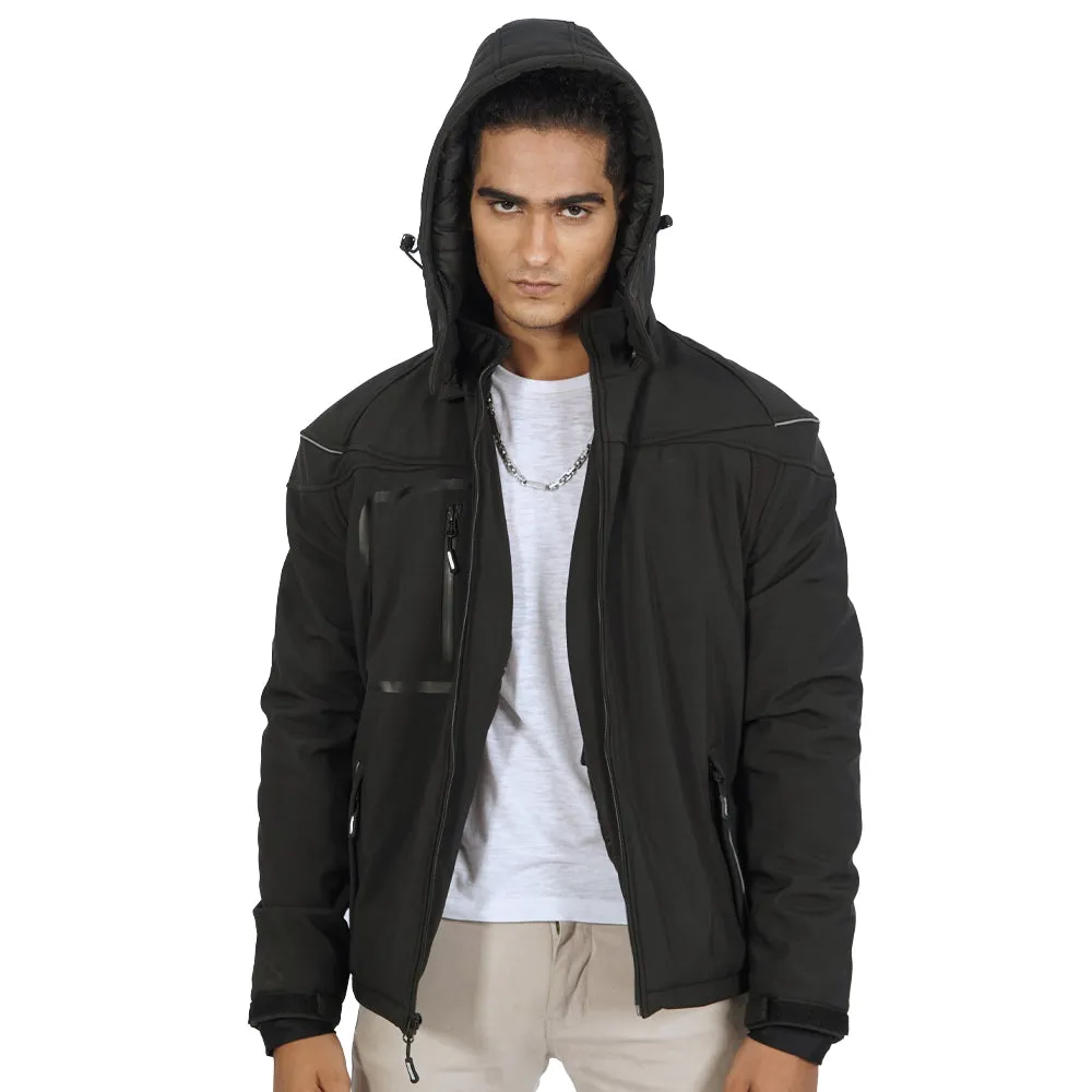 Matt Hooded Black Padded Jacket