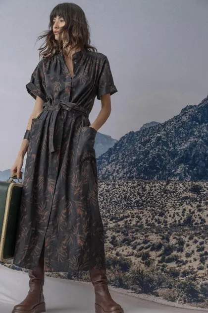 Maxi Button Down Dress in onyx/java print by Lilla P