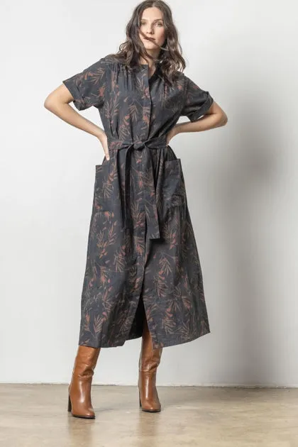 Maxi Button Down Dress in onyx/java print by Lilla P