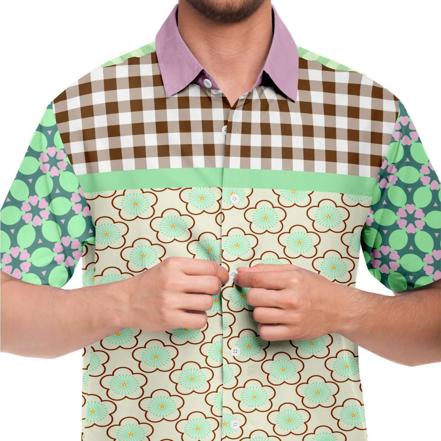 Melon Balls Short Sleeve Button Down Shirt