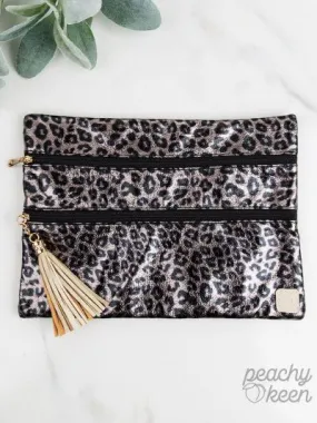 {METALLIC JUNGLE} Leopard Double Zipper Bag