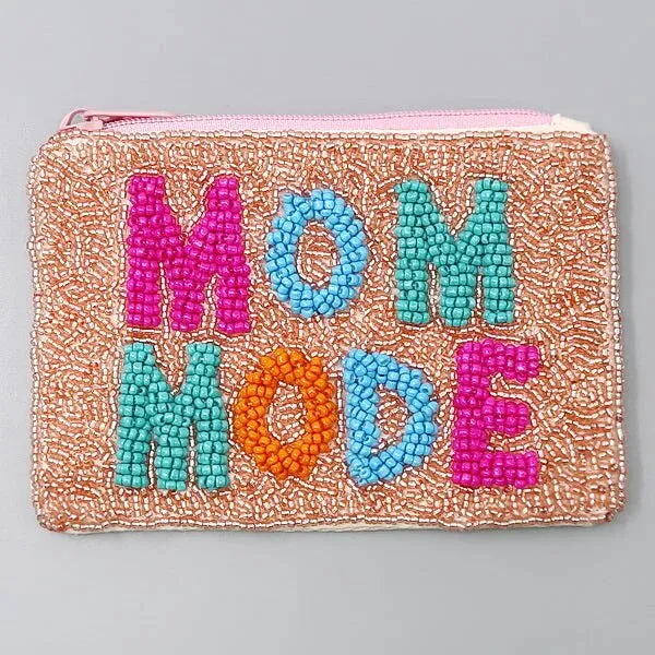 Mom Mode Seed Bead Zipper Pouch