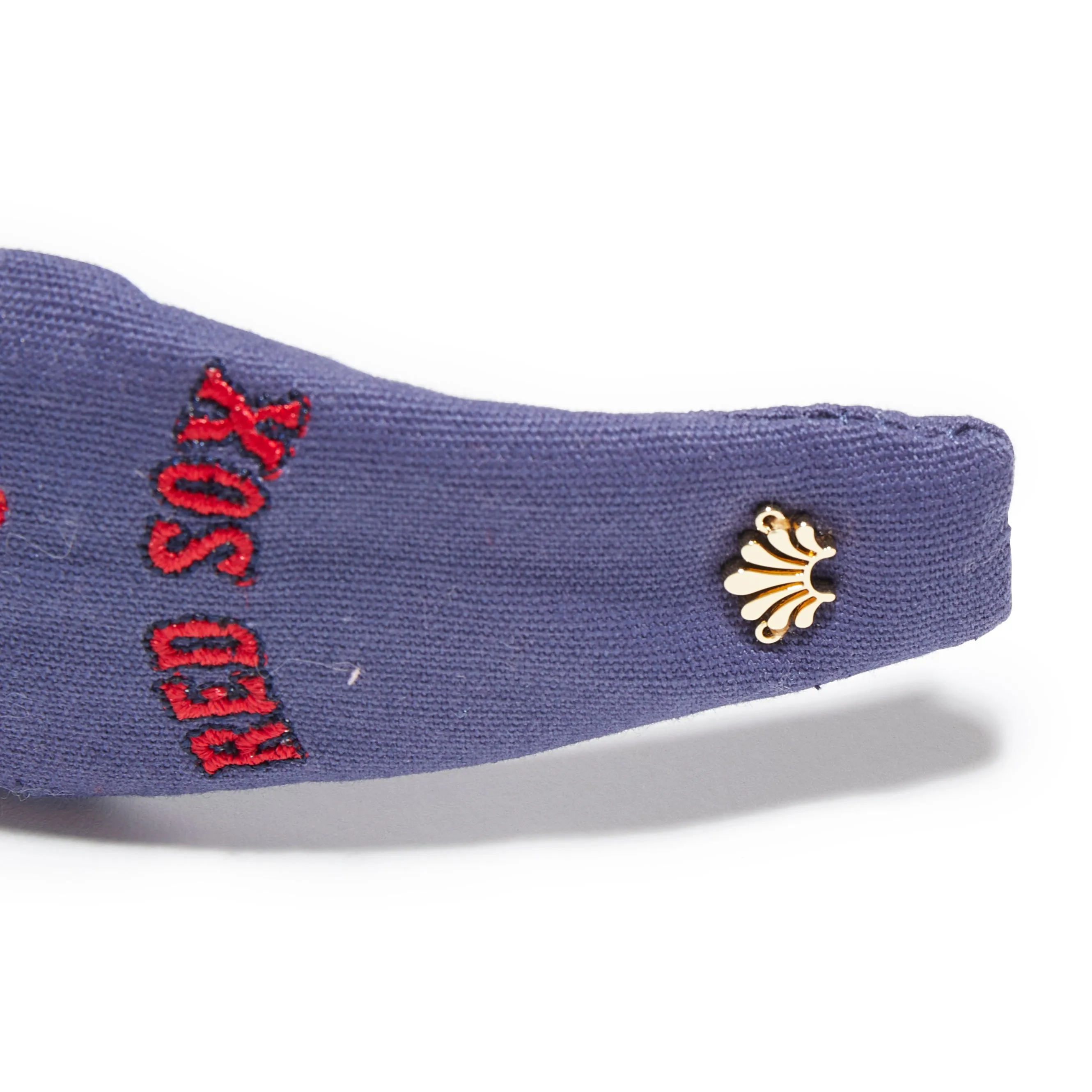 NAVY BOSTON RED SOX EMBROIDERED KNOTTED HEADBAND