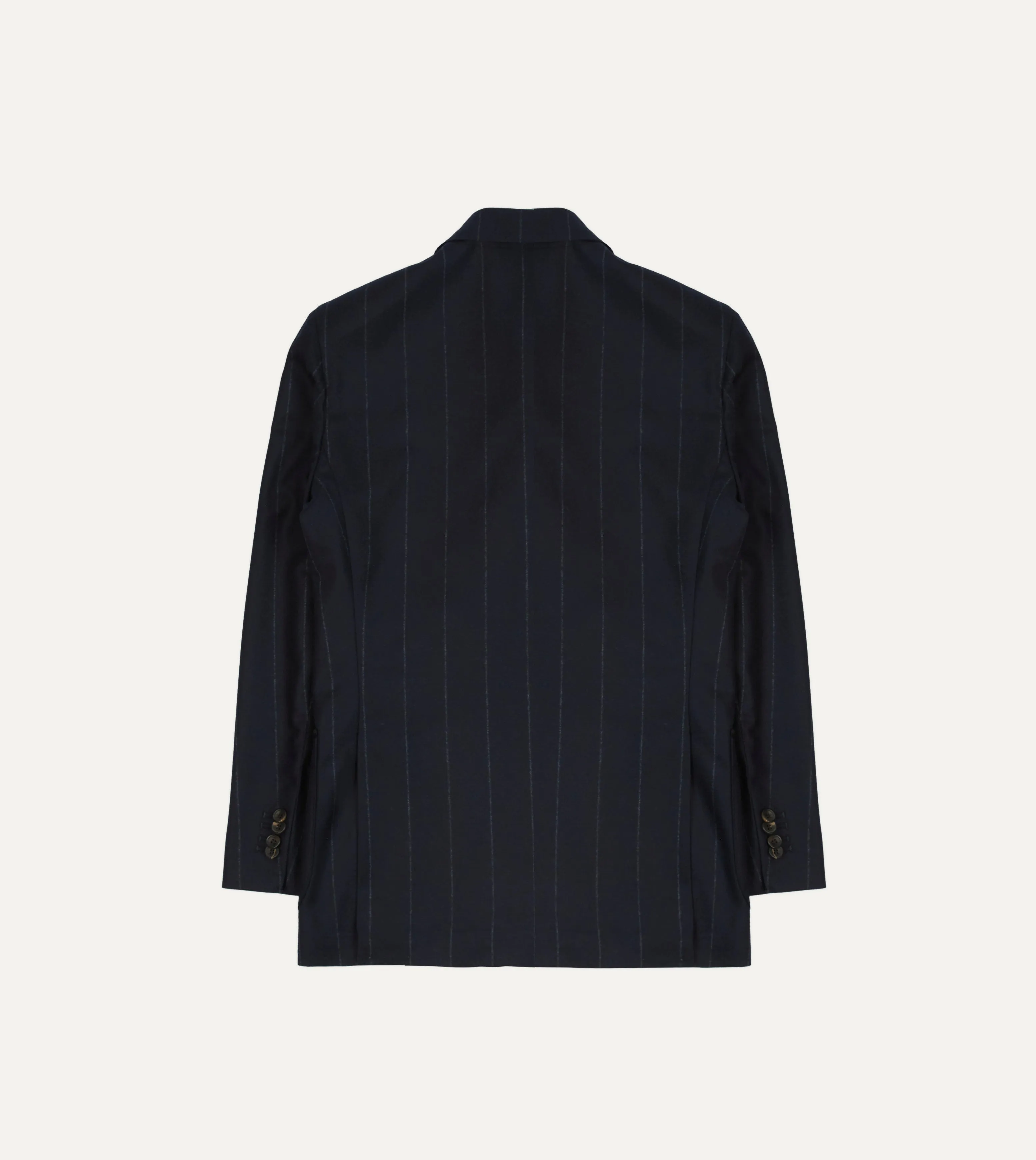 Navy Chalkstripe Wool Double-Breasted Tailored Jacket