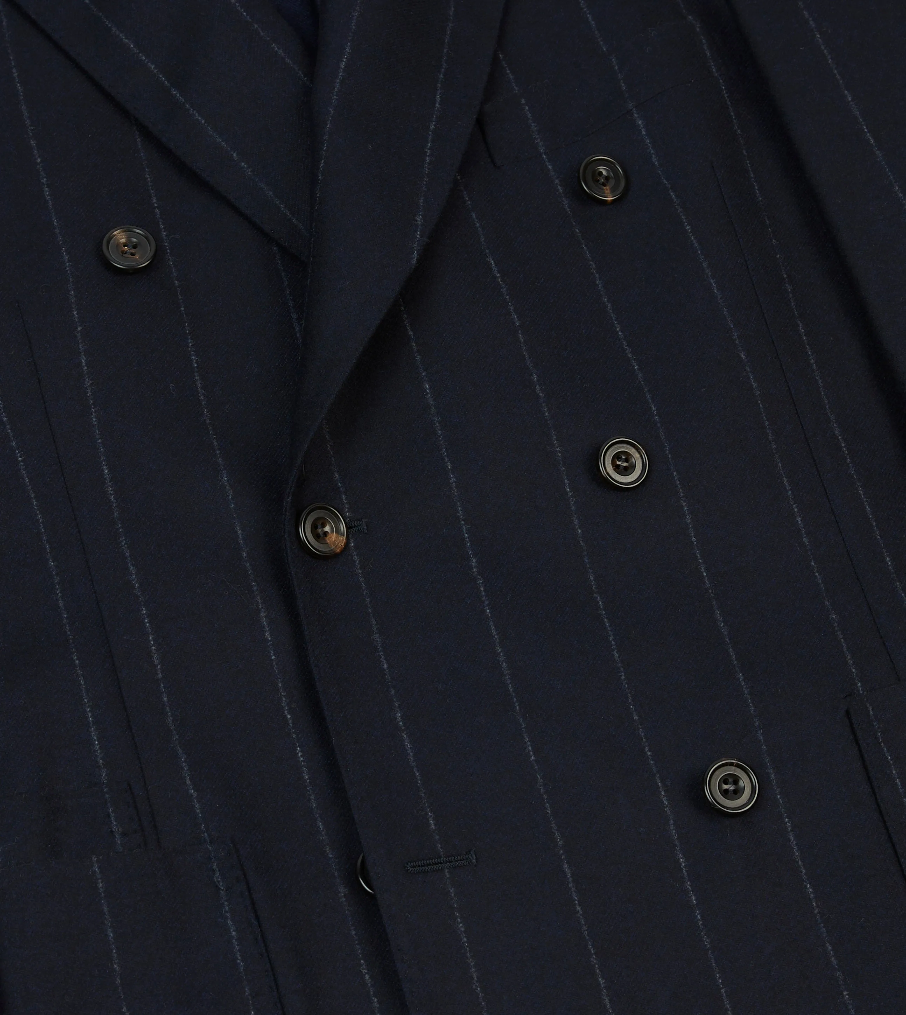 Navy Chalkstripe Wool Double-Breasted Tailored Jacket