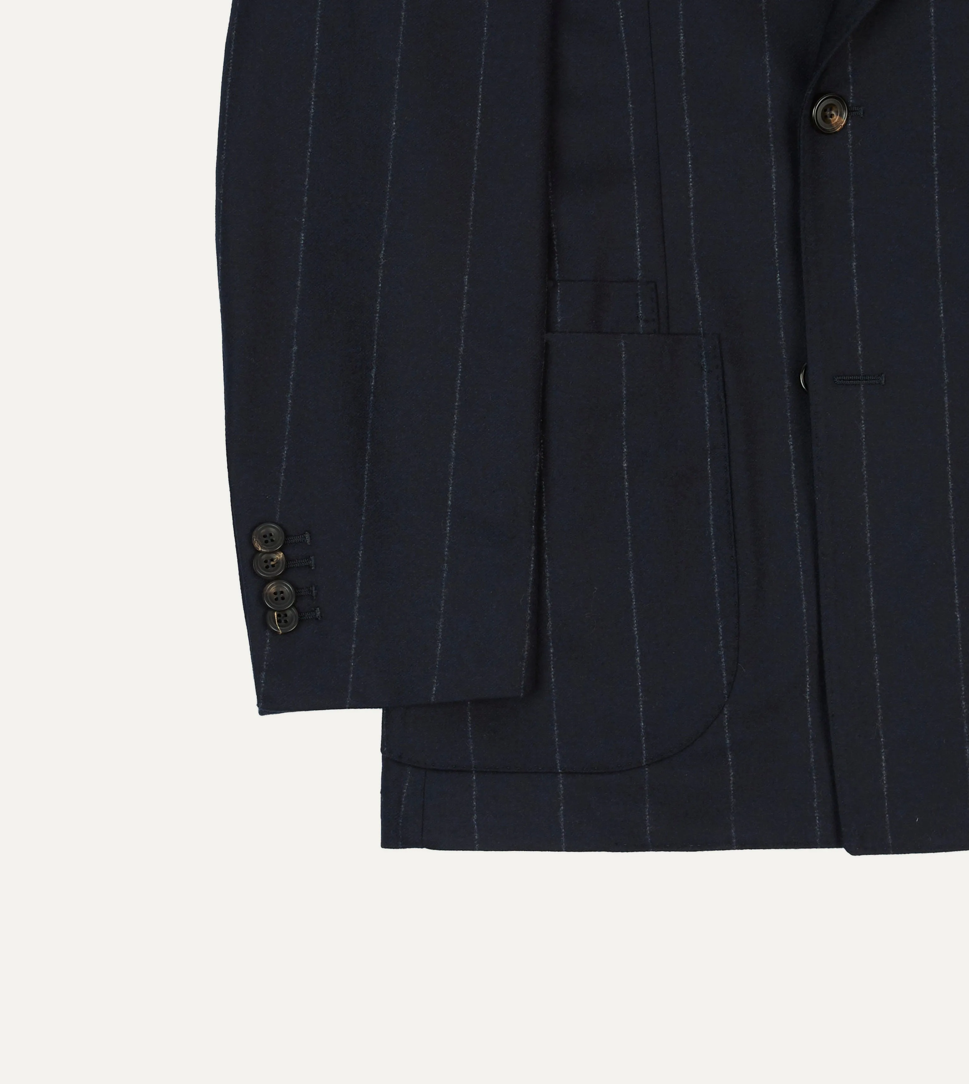 Navy Chalkstripe Wool Double-Breasted Tailored Jacket