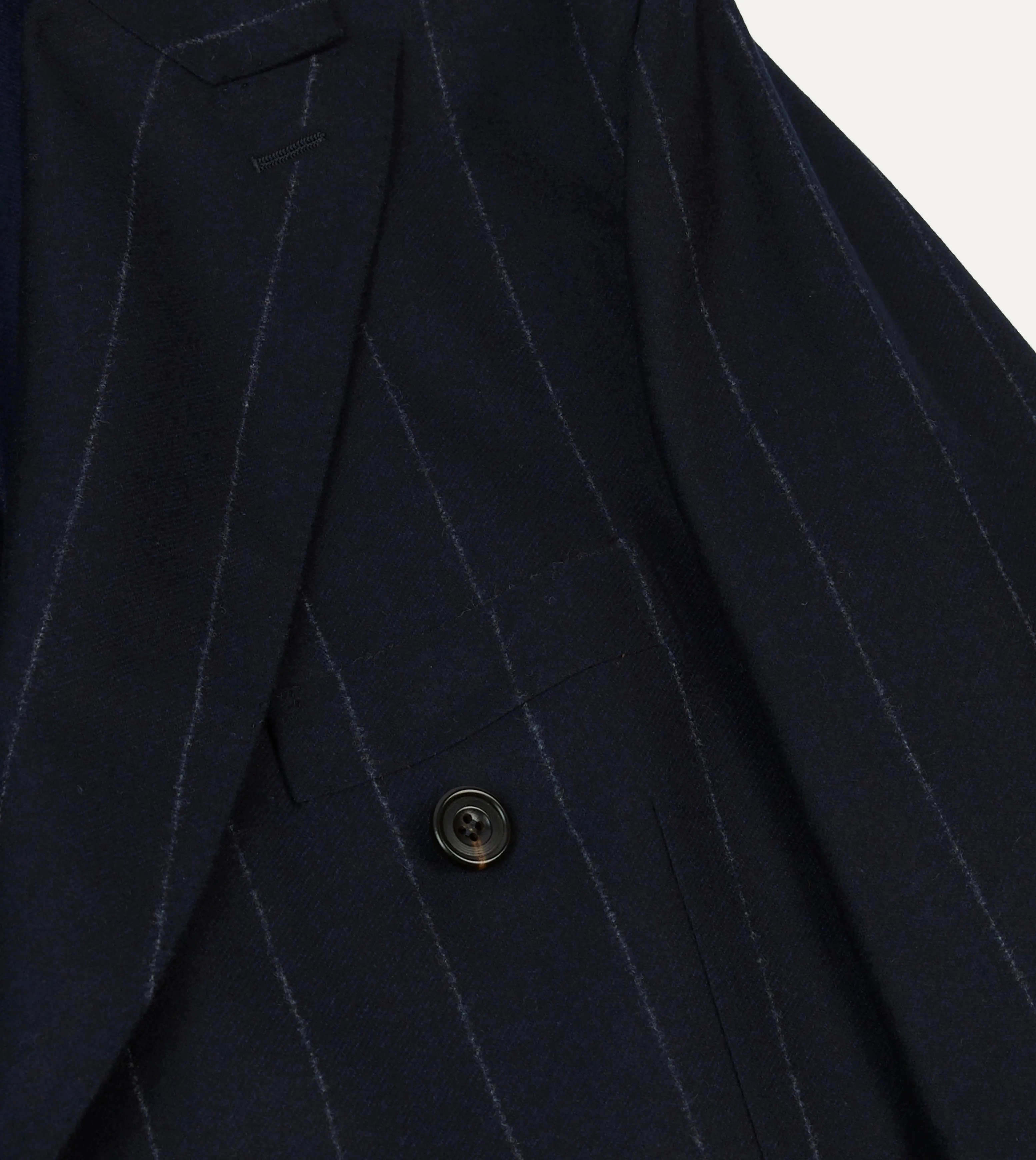 Navy Chalkstripe Wool Double-Breasted Tailored Jacket