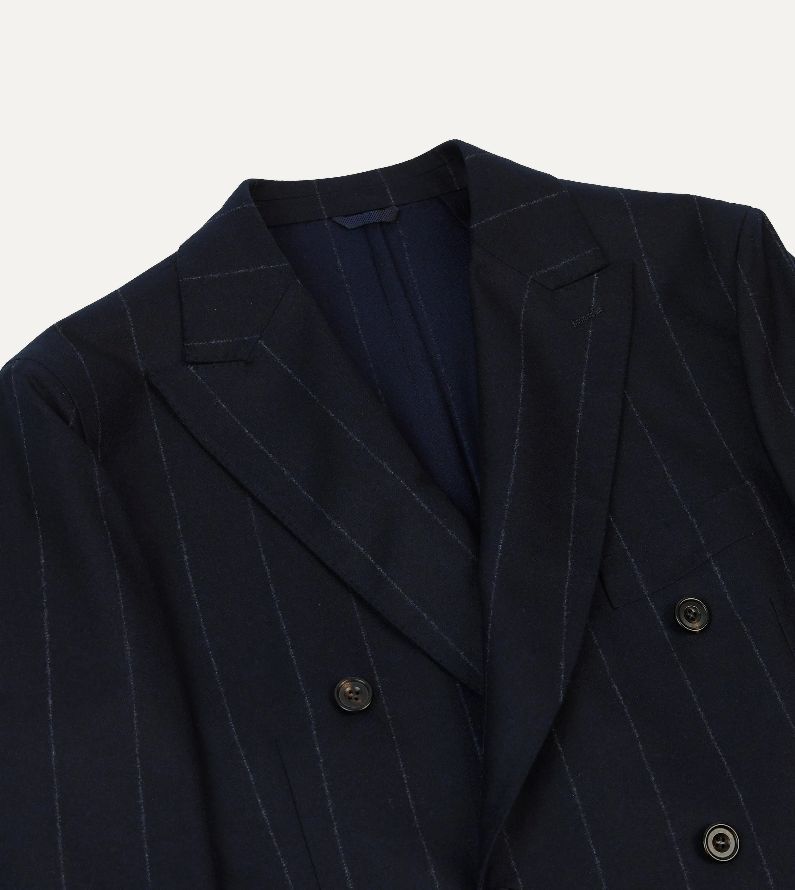 Navy Chalkstripe Wool Double-Breasted Tailored Jacket