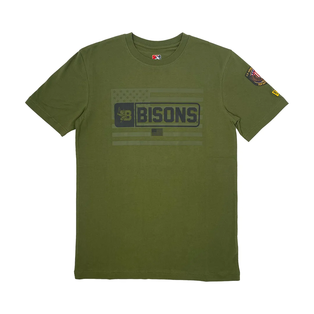 New Era Bisons Military Green Armed Forces Short Sleeve Shirt