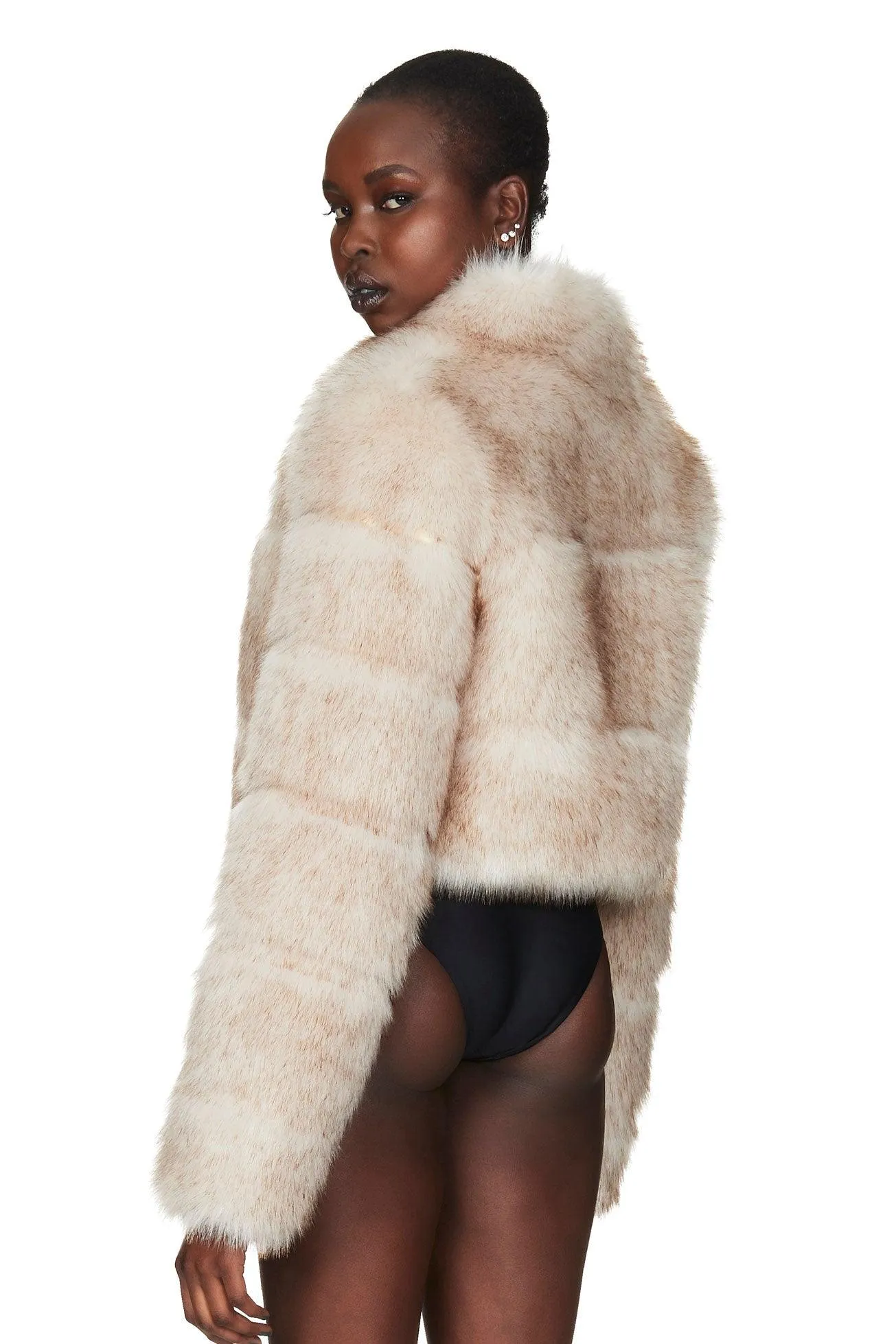 Nookie Tatiana Faux Fur Crop Jacket - Cream