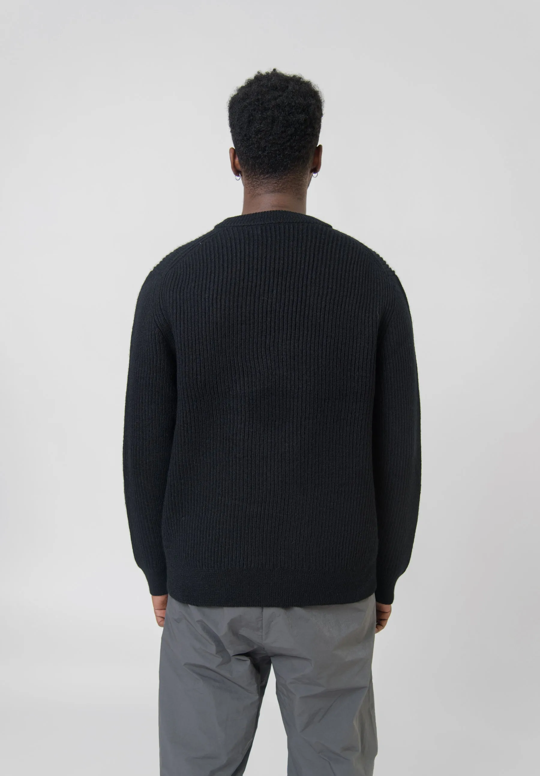 Organic Wool Hole Sweater Black