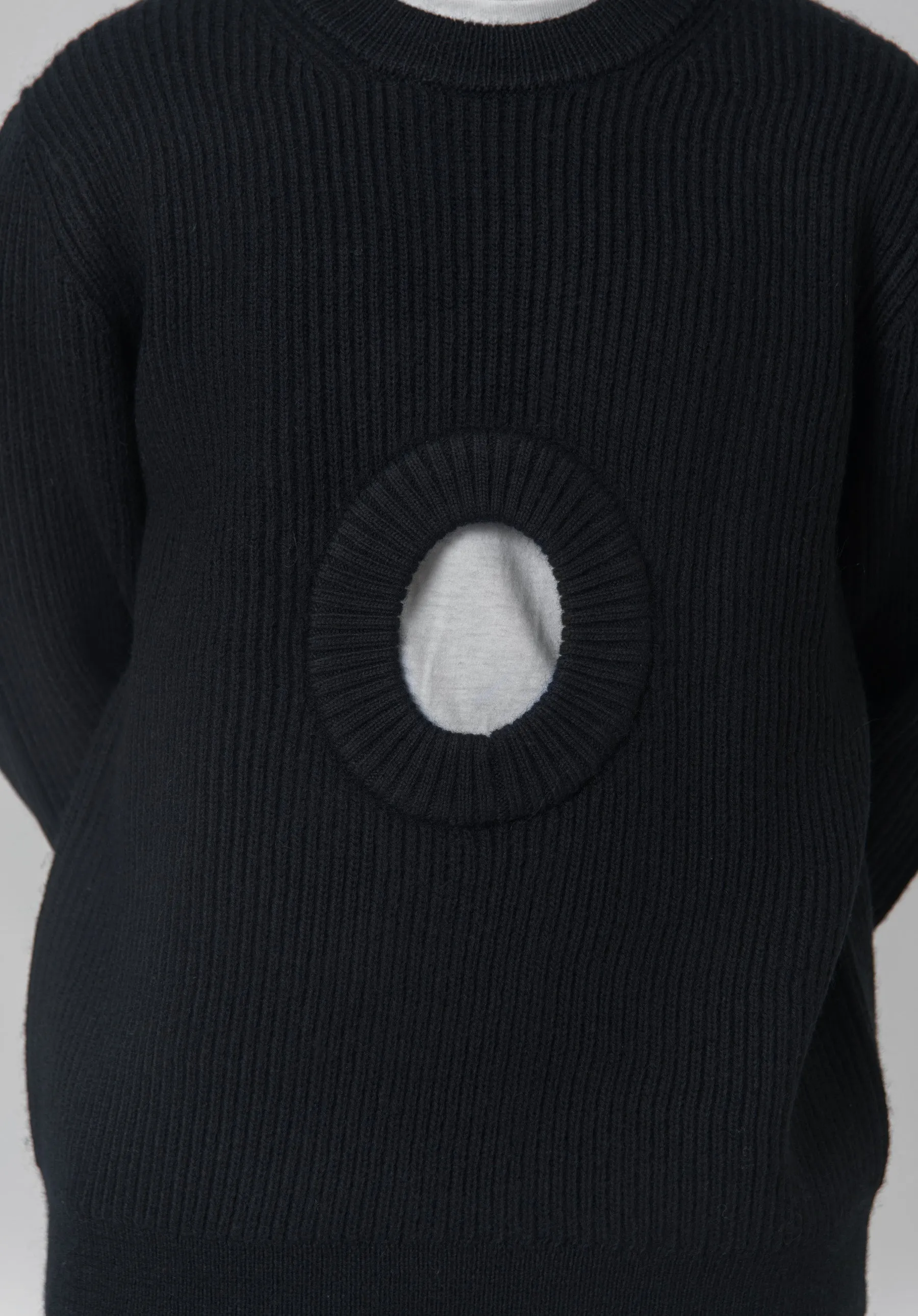 Organic Wool Hole Sweater Black