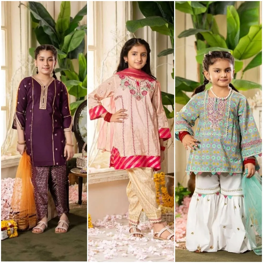 Pack of 3 FCC(1008) Printed Embroidered kids Wear