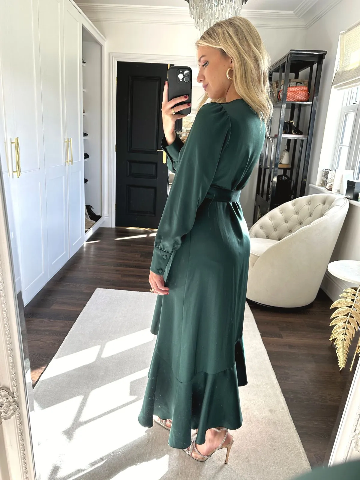 Petite Charlotte Wrap Midi Dress / Forest Green