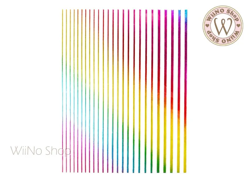 Rainbow Chrome Line Adhesive Nail Art Sticker - 1 pc (JO-RW)