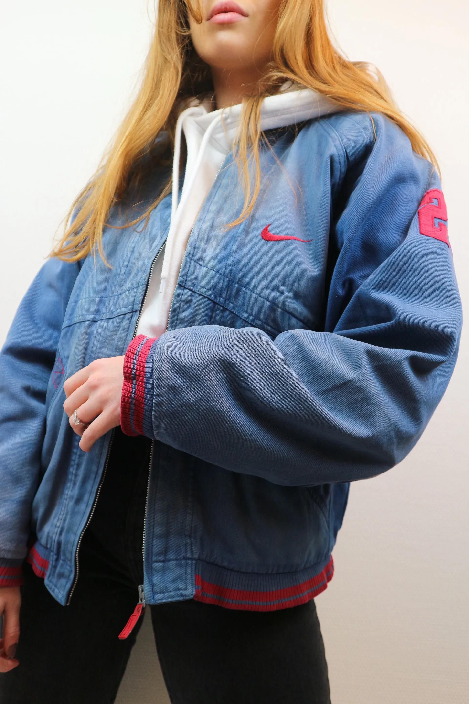 RARE Nike Denim Bomber Jacket M