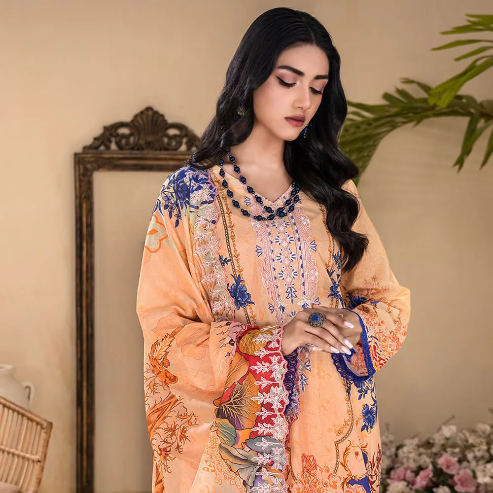 Ruby Lawn Printed Embroidered Unstitched 3Pcs Suit - 10