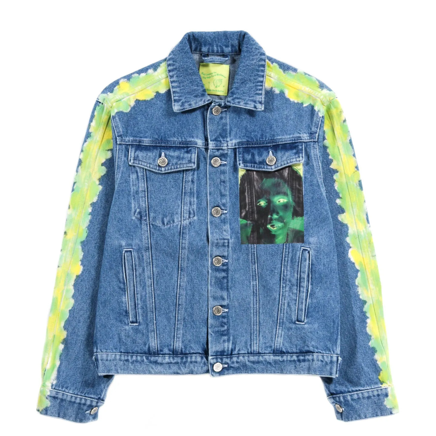 SKY HIGH FARM WORKWEAR QUIL LEMONS DENIM JACKET LIGHT BLUE