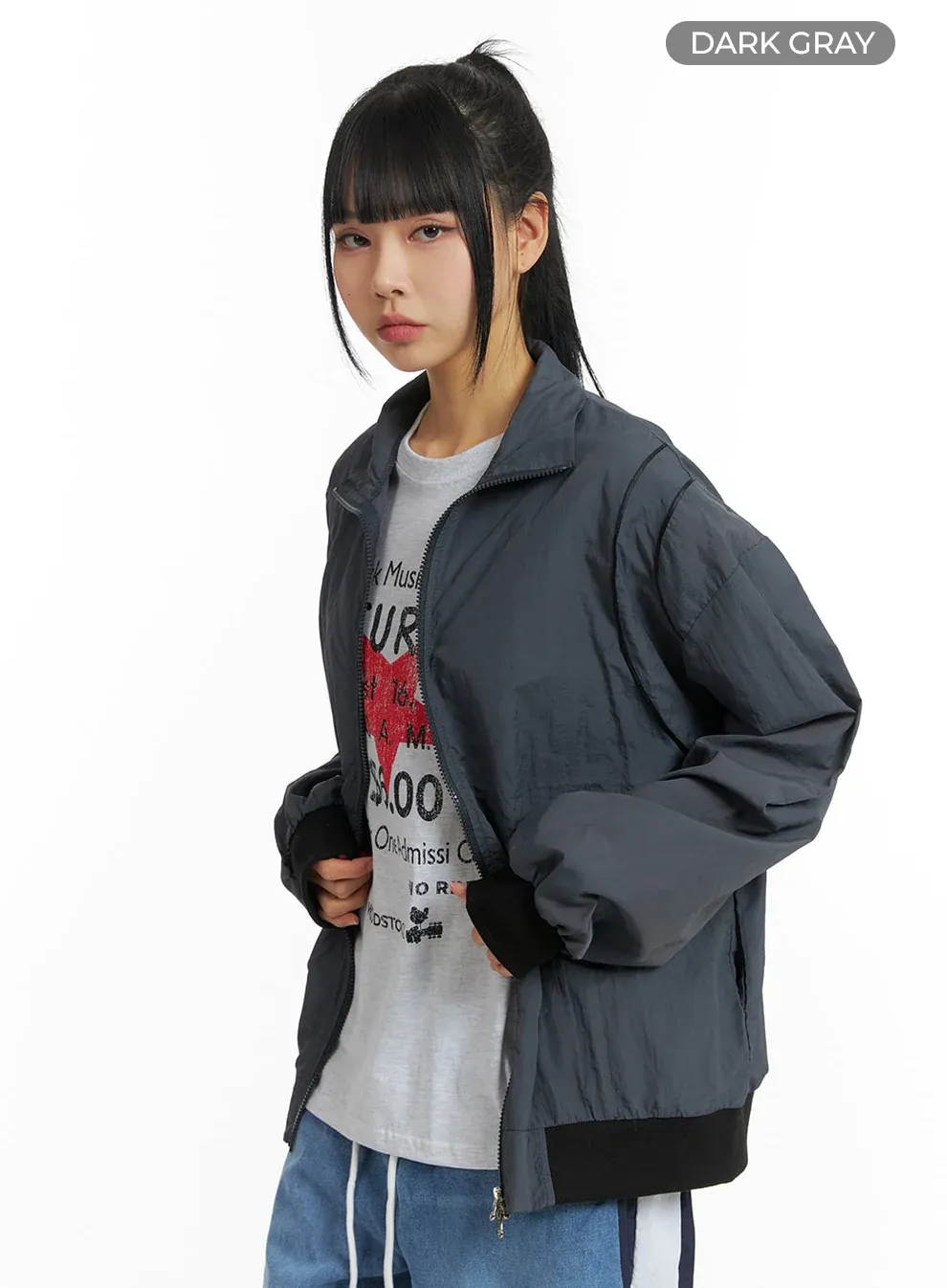 Solid Zipper Windbreaker with Stand Collar for Men and Women - CM407