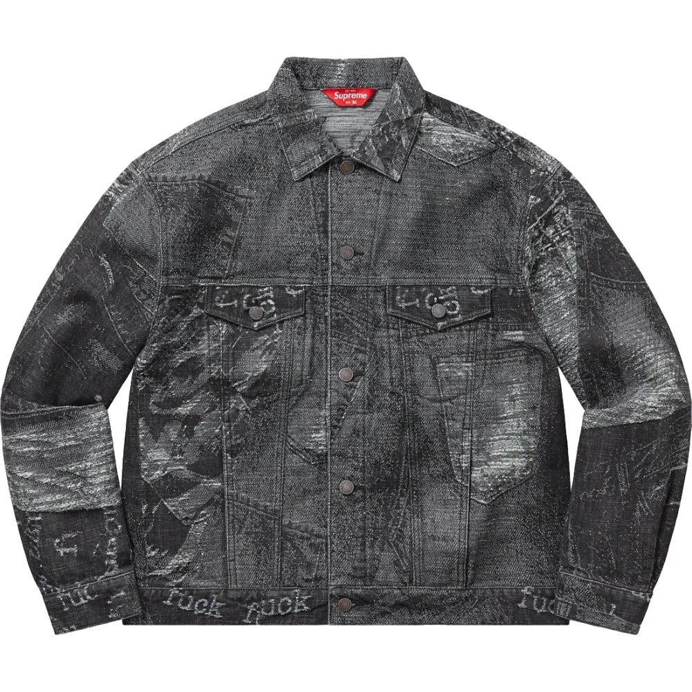 SUPREME ARCHIVE DENIM JACQUARD TRUCKER JACKET-BLACK