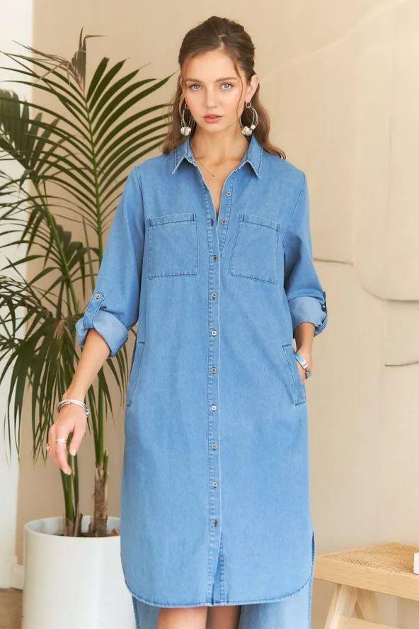 Texas Button Down Denim Dress