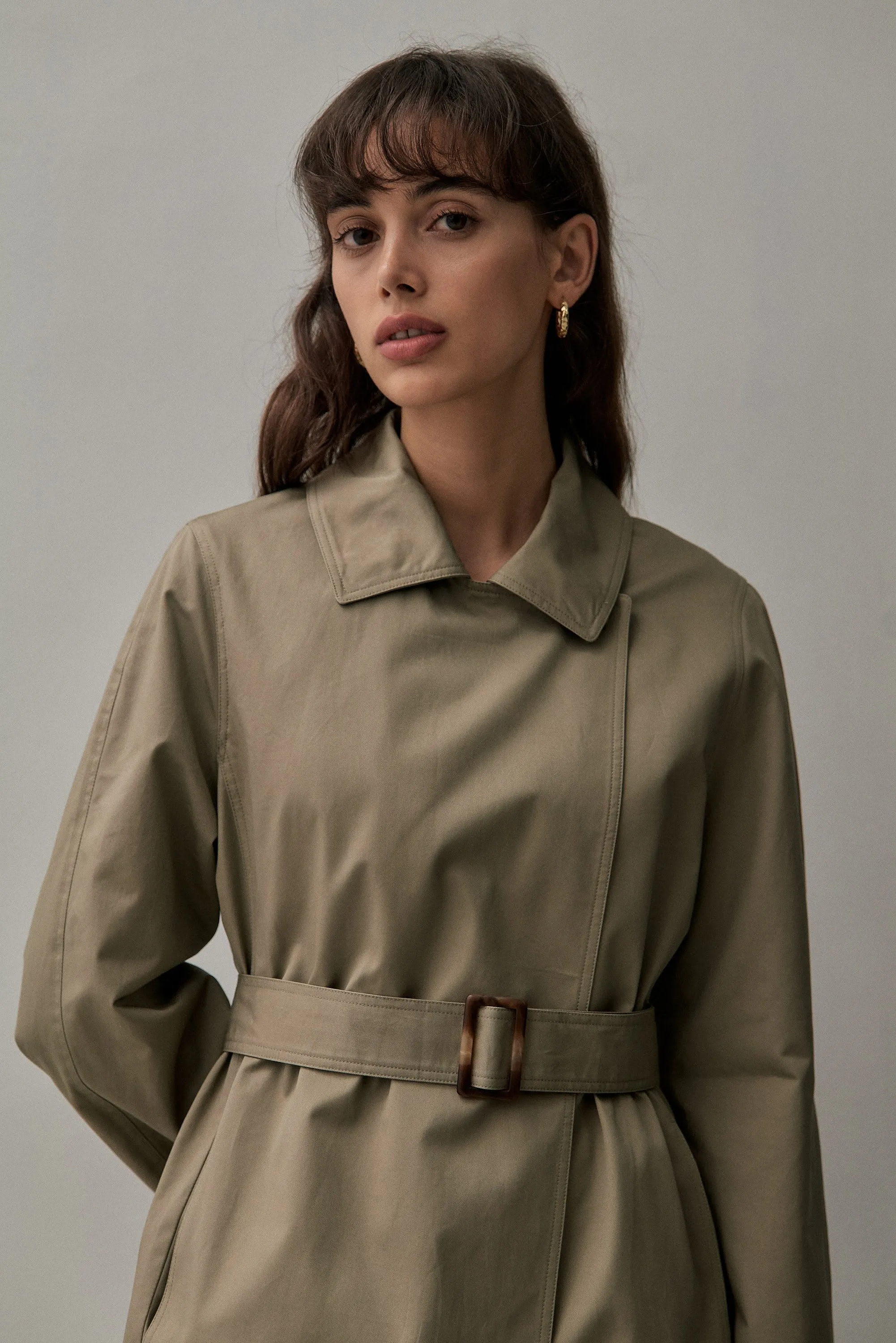 THE TAILORED TRENCH- SAGE GREEN