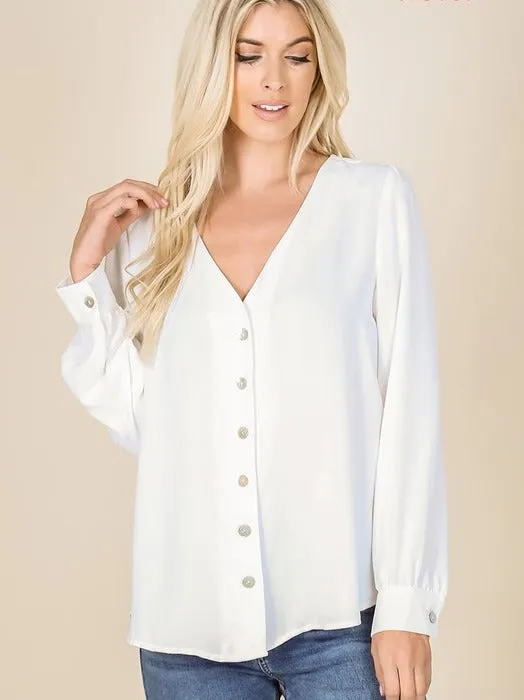 Tinley Button Down Top- White