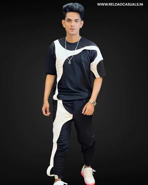 Unique B/W Design Full Track Suit - Combo