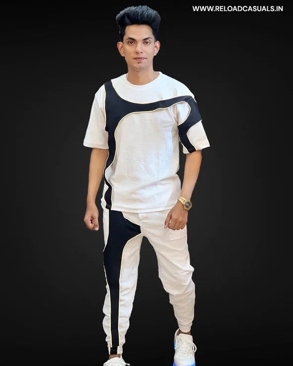 Unique B/W Design Full Track Suit - Combo