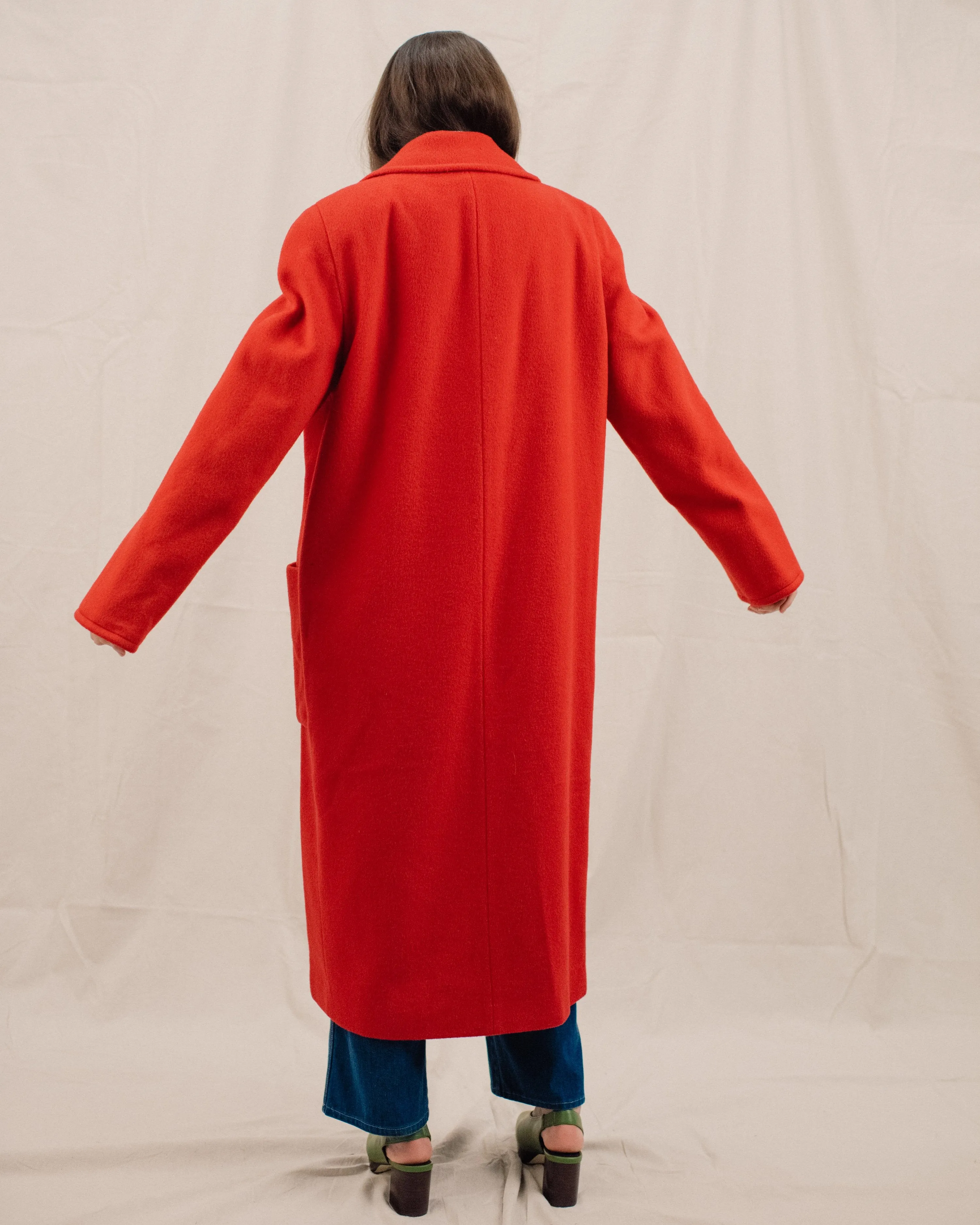 Vintage Oversized Cherry Red Wool Coat (S/M)