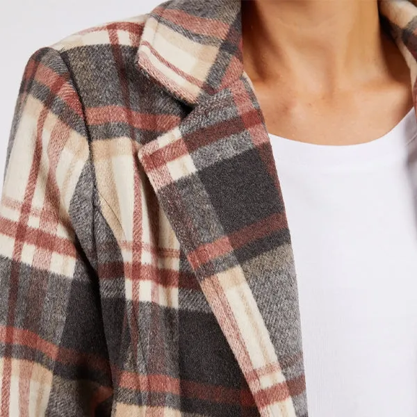 Westward Coat - Rust   Tan Check