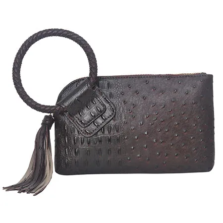 Wine NGIL Textured Fashion Faux Leather Mini Purse With Fringe Tassel