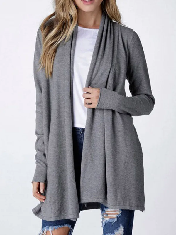 Womens Open Front Long Sleeve Cardigan